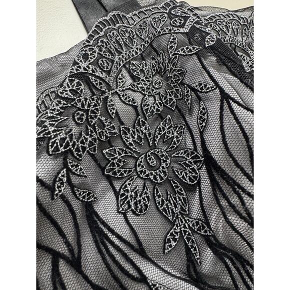 Vintage Y2K Fairy Grunge Mesh Dress 18W Black Silver Whimsigoth HOCO Formal - Picture 11 of 16